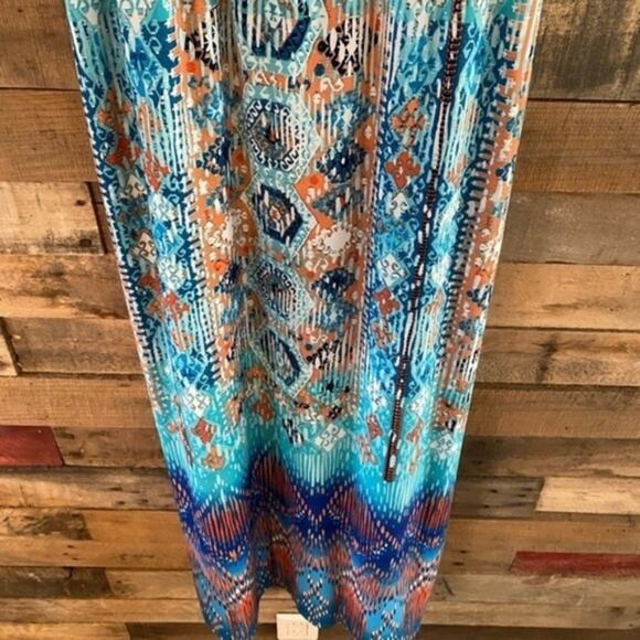 Bisou Bisou Tribal Print Strapless Maxi Dress Size 4 - Picture 5 of 9